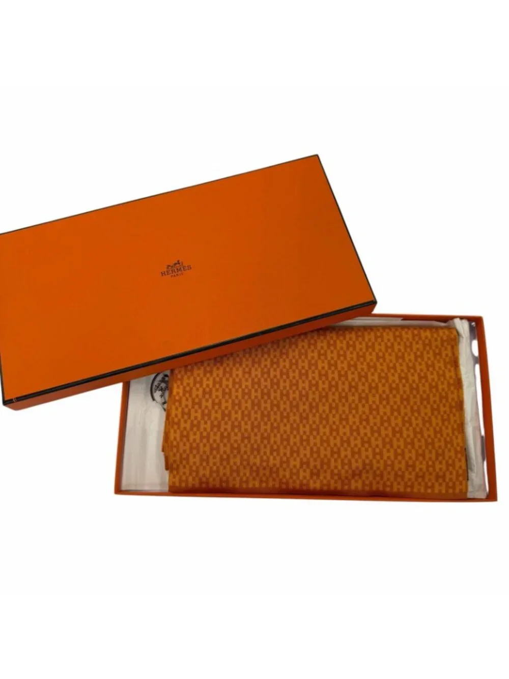 Hermes Vintage Silk 100% Pattern Scarf Orange